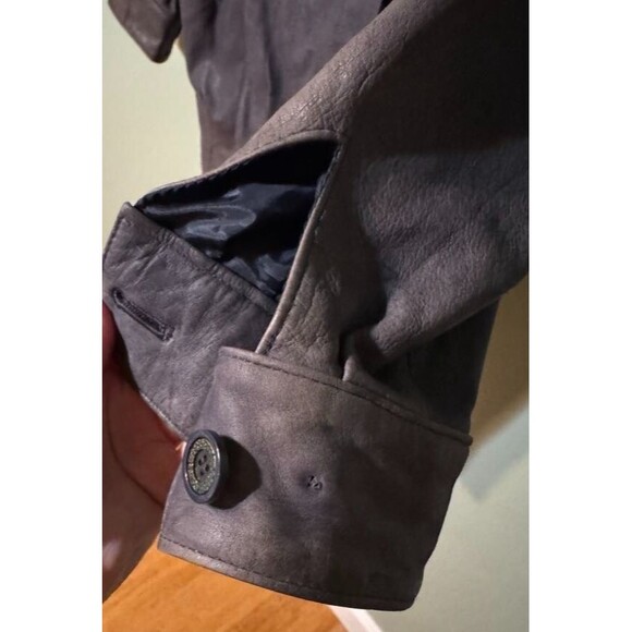 Vintage Jacqueline Ferrar Gray Button-Down 80s Leather Jacket - Size L - Picture 3 of 7